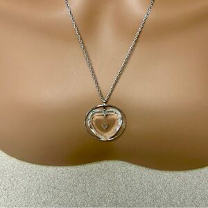 Sparkling Crystal Floating Heart Pendant Necklace